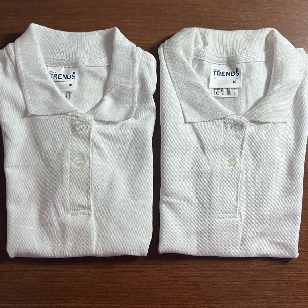 Girls Cotton Trends White Polo Shirts (Bundle- 2shirts) NWT Size 10